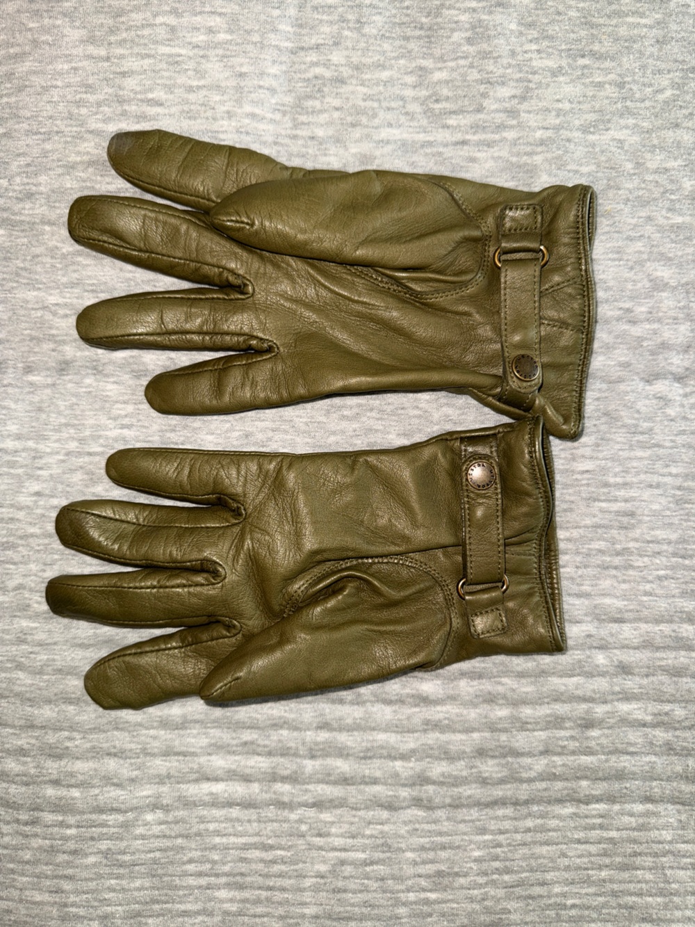 Hestra Olive Green Leather Wool-Lined Gloves Women’s Size 9